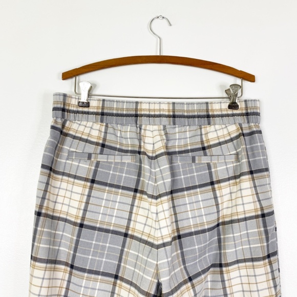 Loft Plaid Jogger Pants Sz. L Elastic Waist Pockets - Picture 6 of 10